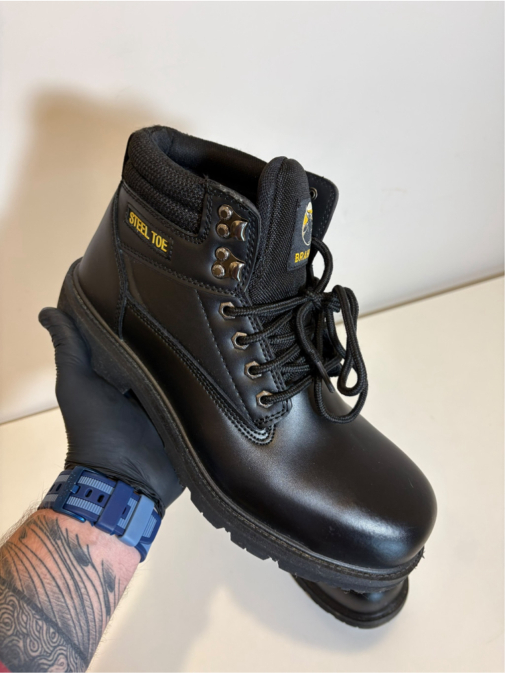 Brahma Steel Toe Work Boots Black Leather Men 11 Wide MNBR46DP003 ASTM #F